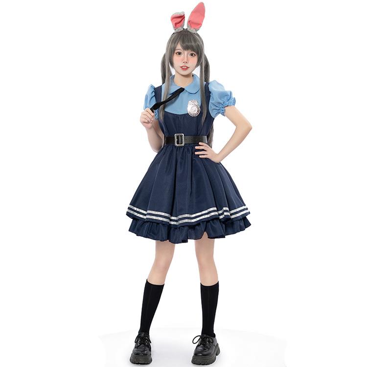 新款实拍疯狂动物城女警兔朱迪兔子情侣装拟人服cos亲子服装2040