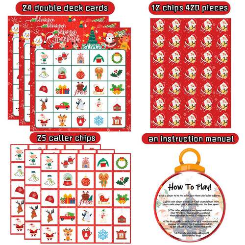 跨境圣诞节装饰bingo game桌游卡片益智卡牌套装家庭聚会派对用品