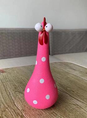 跨境长脖子大眼鸡摆件 园林装饰摆件树脂园艺庭院工艺品创意装饰