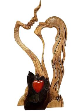 跨境新品情侣木头装饰品情人节摆件爱情礼品设计家居摆件树脂装修