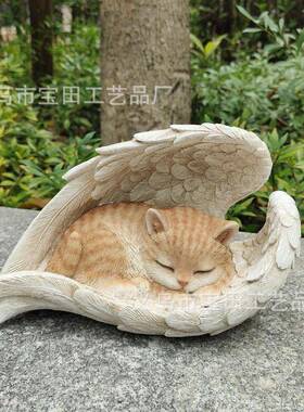 跨境新品天使猫天使狗雕像摆件装饰工艺品摆件庭院设计树脂工艺品