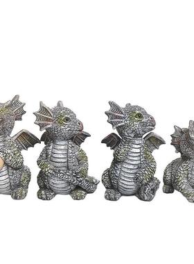 跨境新款花园四小龙卡通创意装饰品摆件户外庭院树脂工艺品摆件