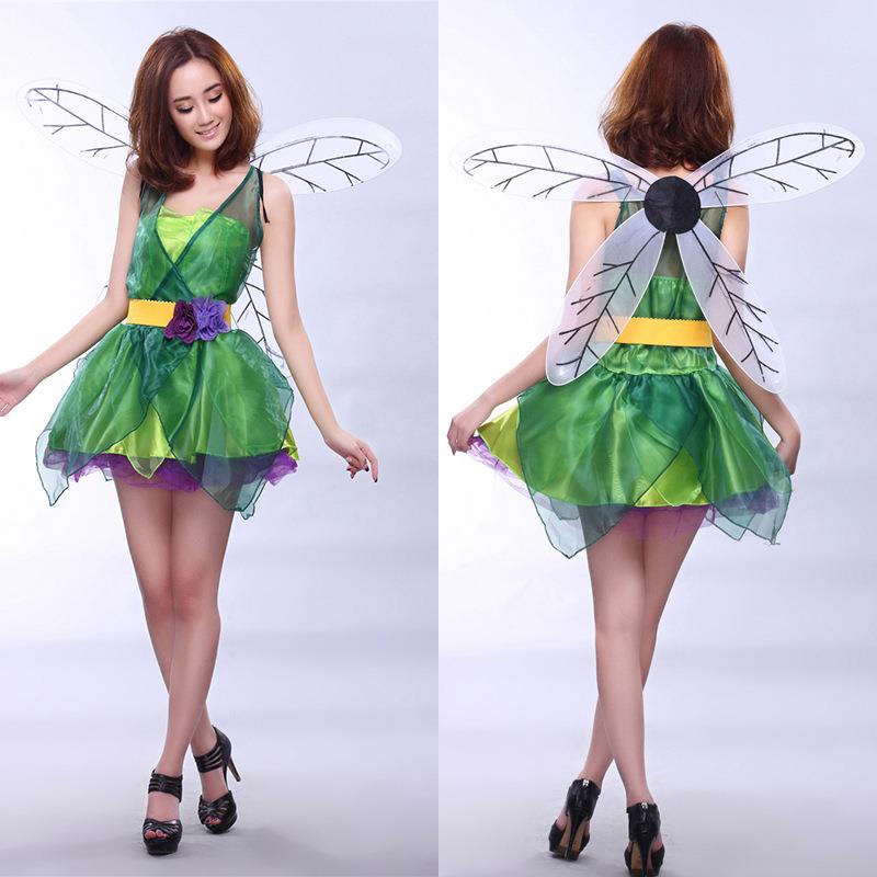 万圣节角色扮演服万圣节绿色精灵服装 cosplay花仙子天使翅膀