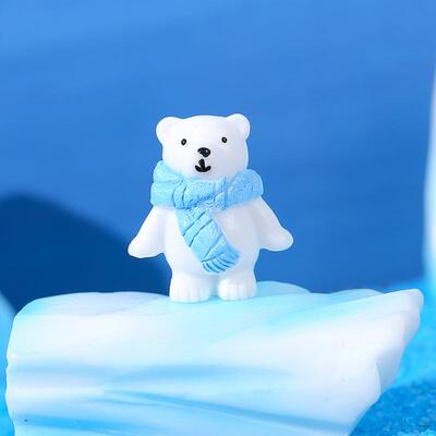 微景观创意冰山围巾北极熊公仔DIY雪地造景装饰品配件树脂摆件
