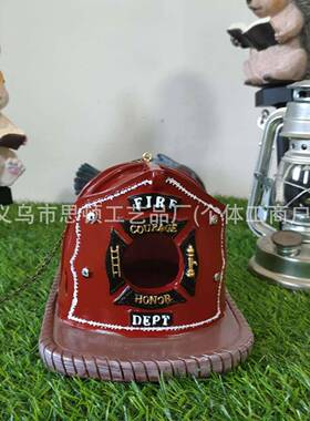 消防头盔复古鸟窝装饰品庭院摆件鸟舍消防员帽子 鸟窝户外