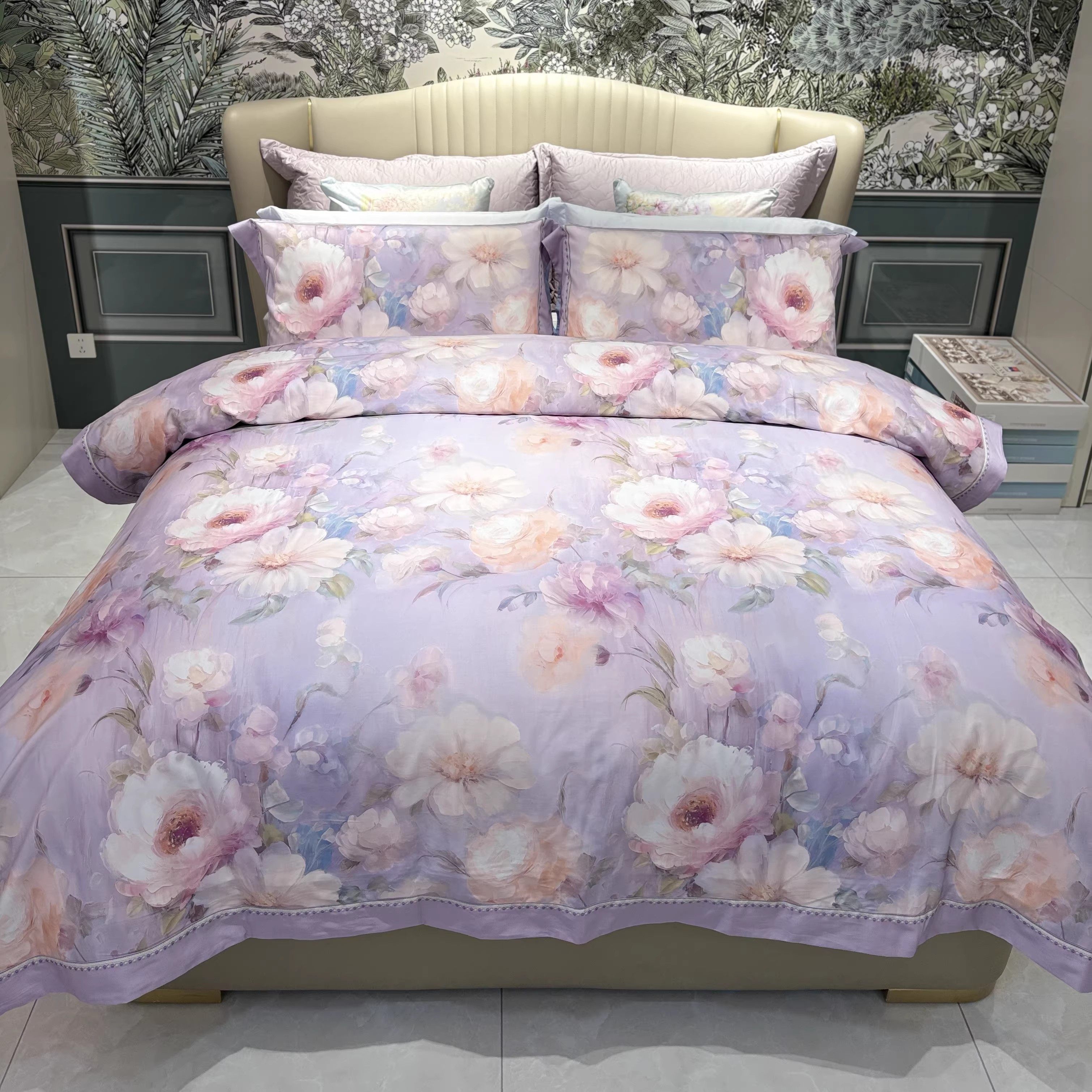 富家安娜天丝四件套2026春夏新款莱赛尔棉套件花卉田园风彼时花开,床上用品,床品套件/四件套/多件套,淘宝优惠券,粉丝福利购,淘宝优惠卷