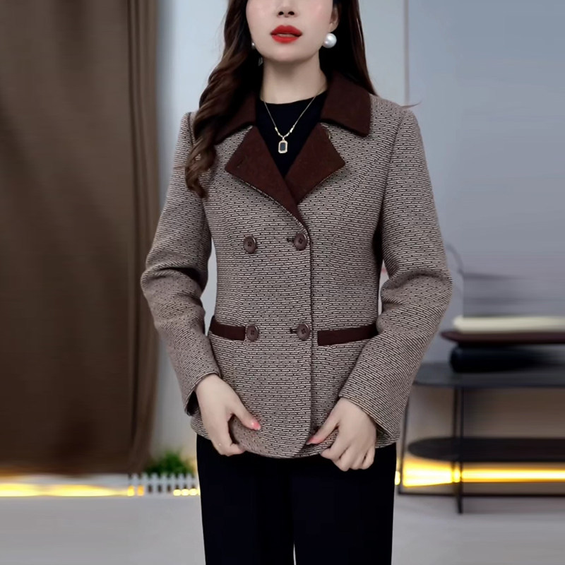 磨毛精纺高档气质休闲百搭短款外套女秋季新款修身显瘦小个子上衣