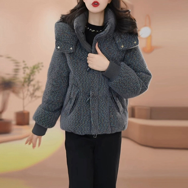 贵妃绒保暖短款羽绒服2025冬季新款小个子时尚气质加厚白鸭绒外套