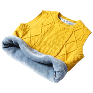 男童毛衣马甲秋冬季加绒加厚纯棉韩版儿童保暖背心无袖针织衫童装