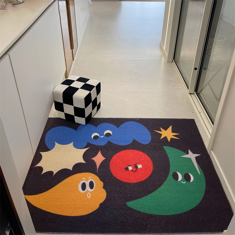 入户地垫丝圈撞色卡通