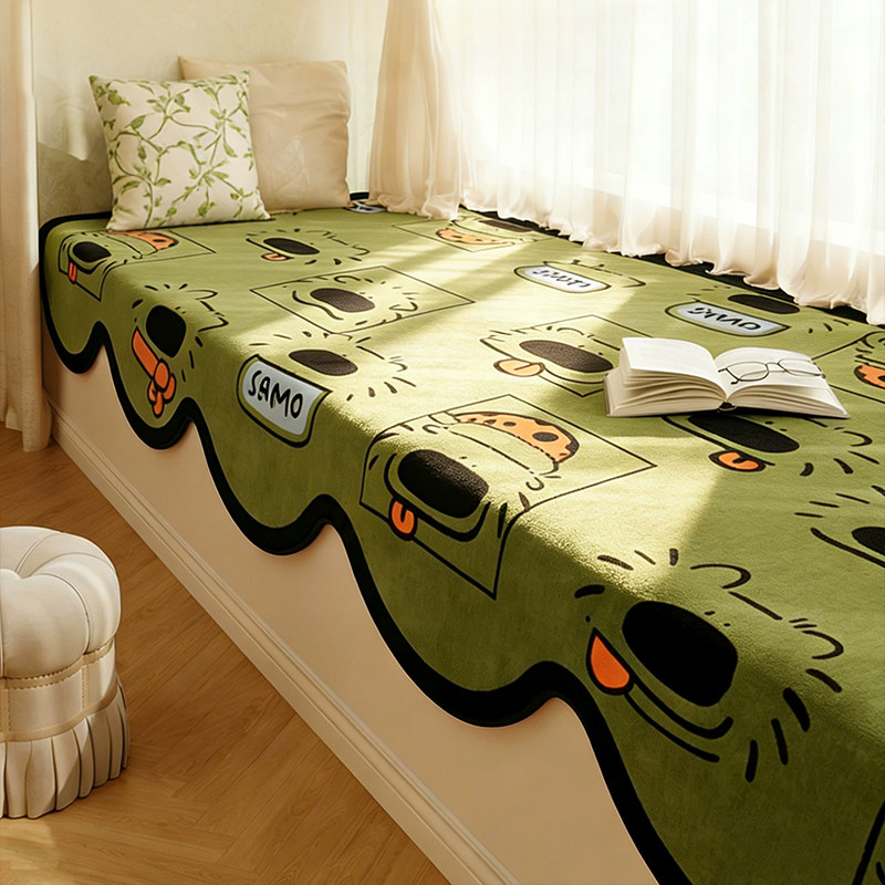 卡通可爱飘窗垫可机洗加厚毛绒窗台垫四季通用儿童房阳台坐垫防滑