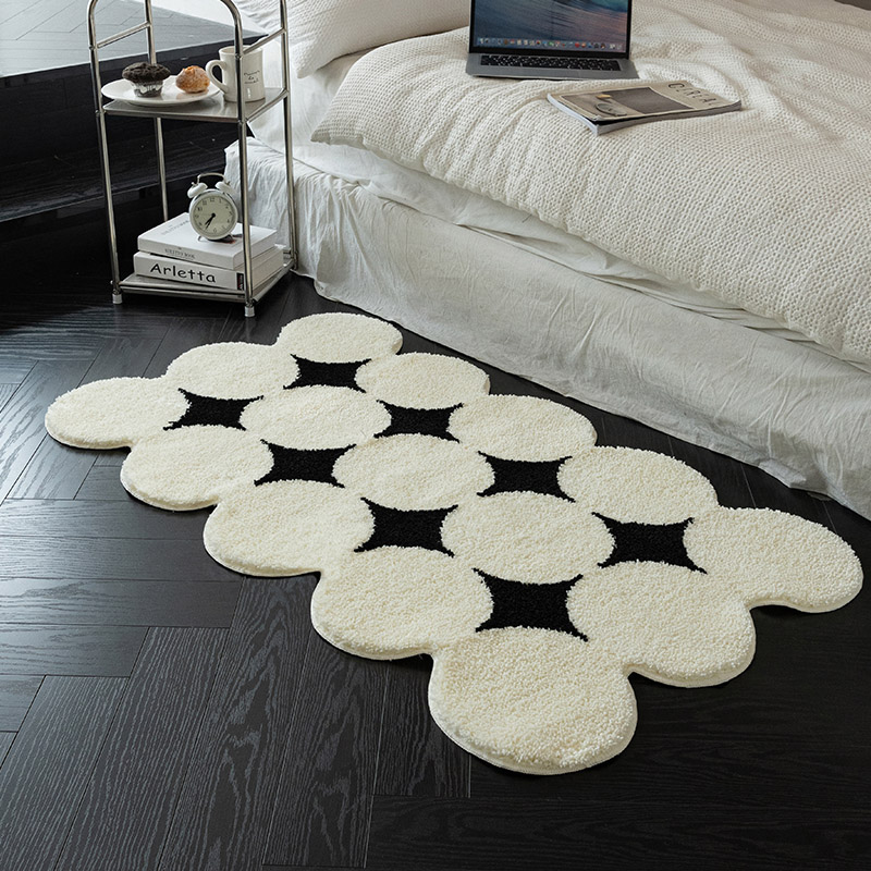 奶油ins簇绒地毯卧室床边毯