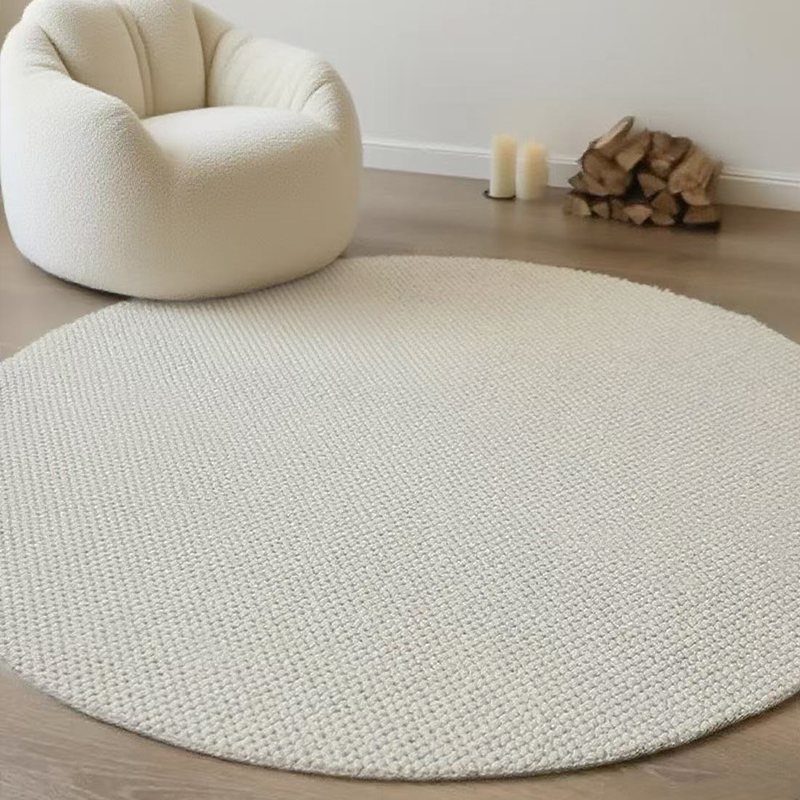 圆形地毯羊毛高级感法式纯色