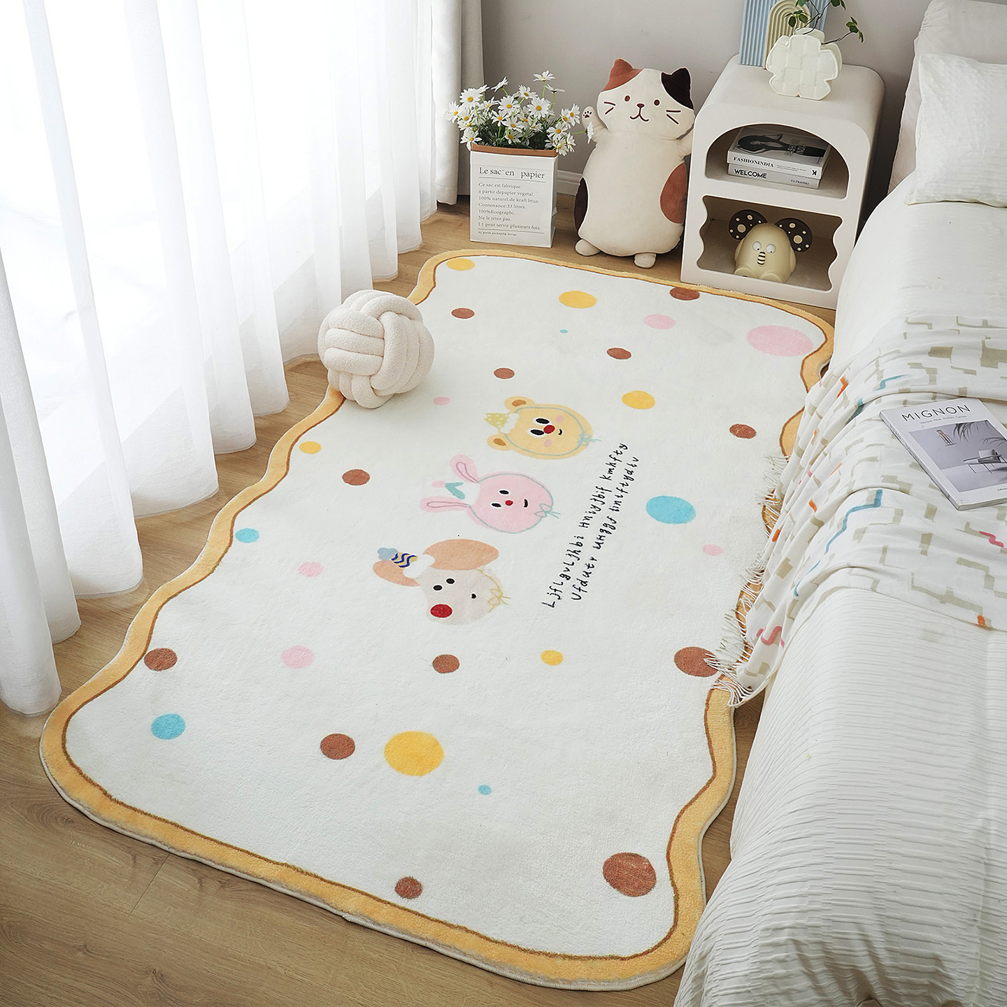 可机洗床边毯加厚毛绒脚垫榻榻米