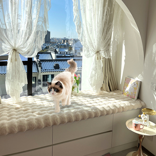 法式网红主卧飘窗垫兔毛绒公主风秋冬窗台垫阳台垫装饰飘窗毛毯垫