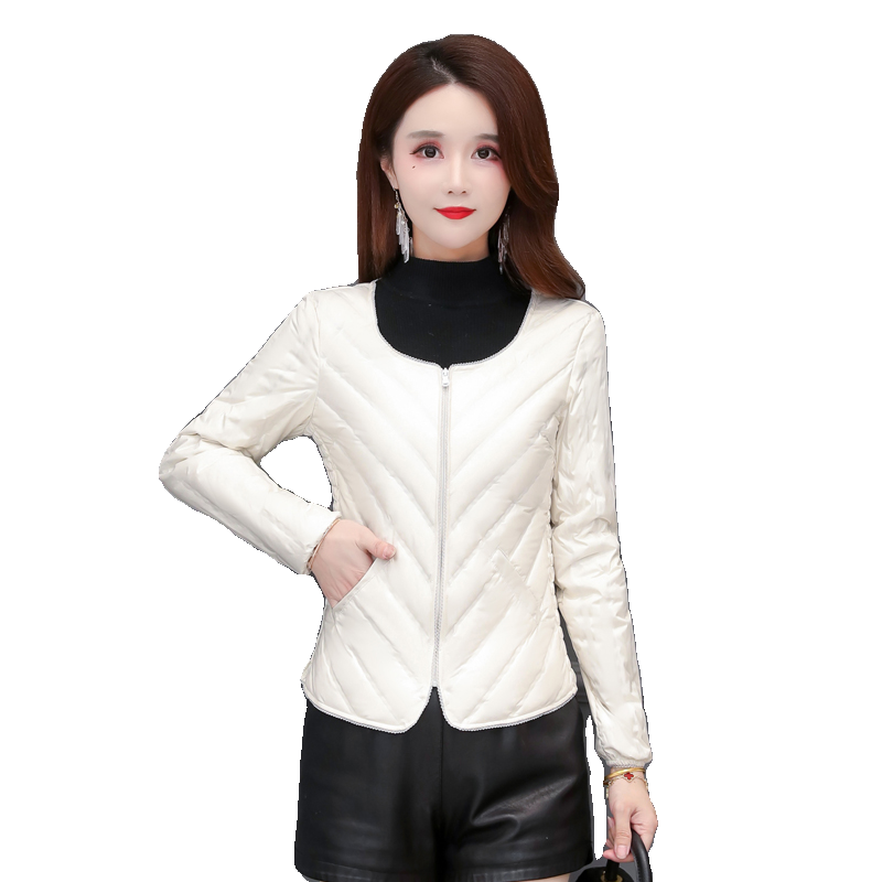 轻薄短款显瘦修身白鸭绒羽绒服