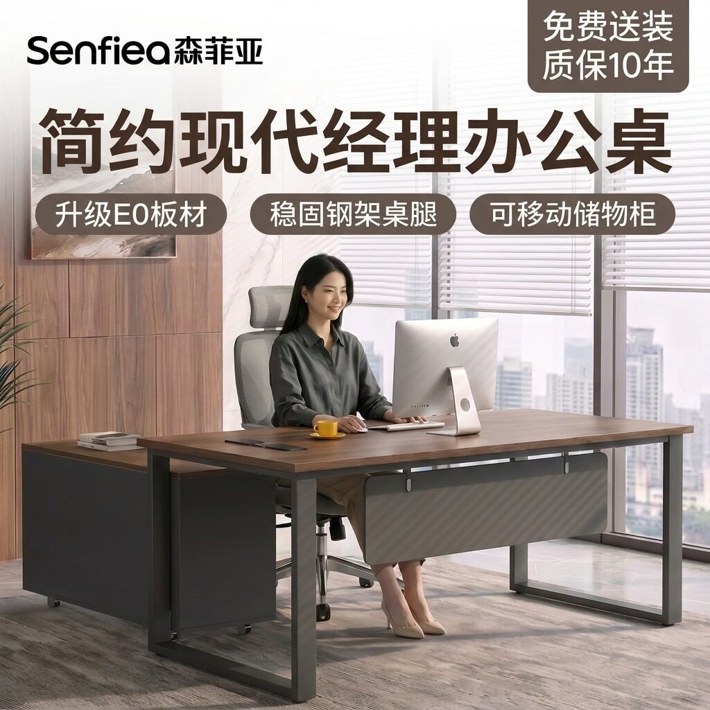 经理办公桌简约现代单人图片