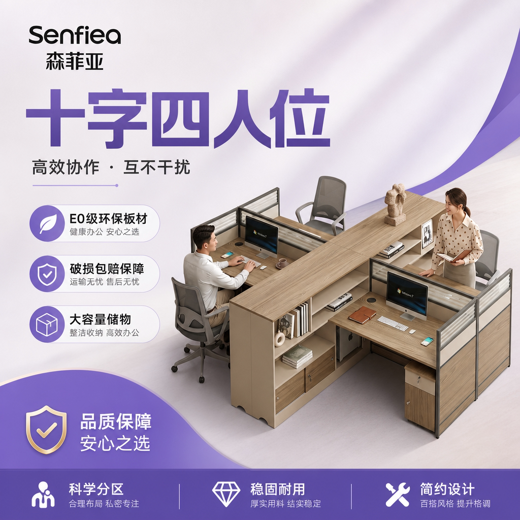 森菲亚简约现代办公桌椅组合