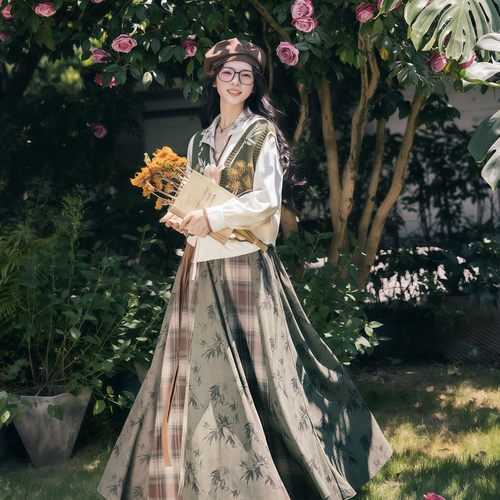 汉服女新中式国风半身裙针织比甲