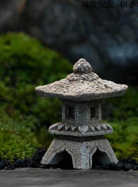 圆形鱼缸造景摆件微景观中式小石