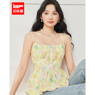 甜美小女人气质纯欲风印花吊带上衣 IEF 爱依服2025夏季 新款 法式