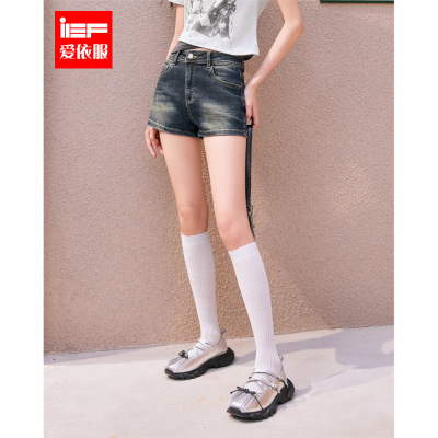 IEF/爱依服裤子2025夏季新款美式时尚小众设计辣妹百搭牛仔短裤