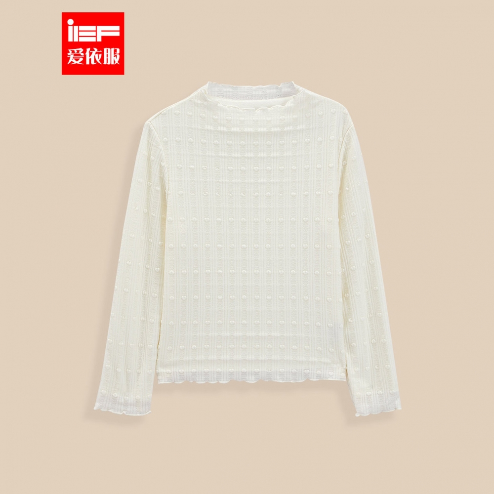 MINIIEF【爱依服童装】2025冬季新款韩版简约纯色女童蕾丝打底衣