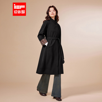 IEF/爱依服2025冬季新款韩版日常气质时尚通勤百搭收腰呢绒长外套