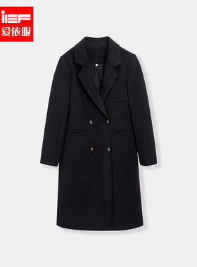 IEF/爱依服2024冬季新款韩版学院风小众设计大码时尚呢绒长外套