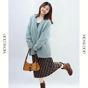 轻奢浣熊绒欧标花纱针织开衫保暖开衫贝引彩纱慵懒风高级感外套