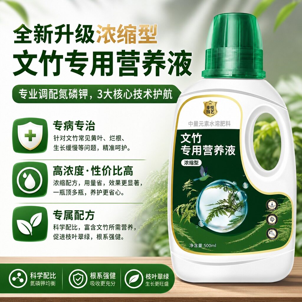 文竹营养液治黄叶干尖家用云竹肥料花肥文竹专用肥文松水培液体肥
