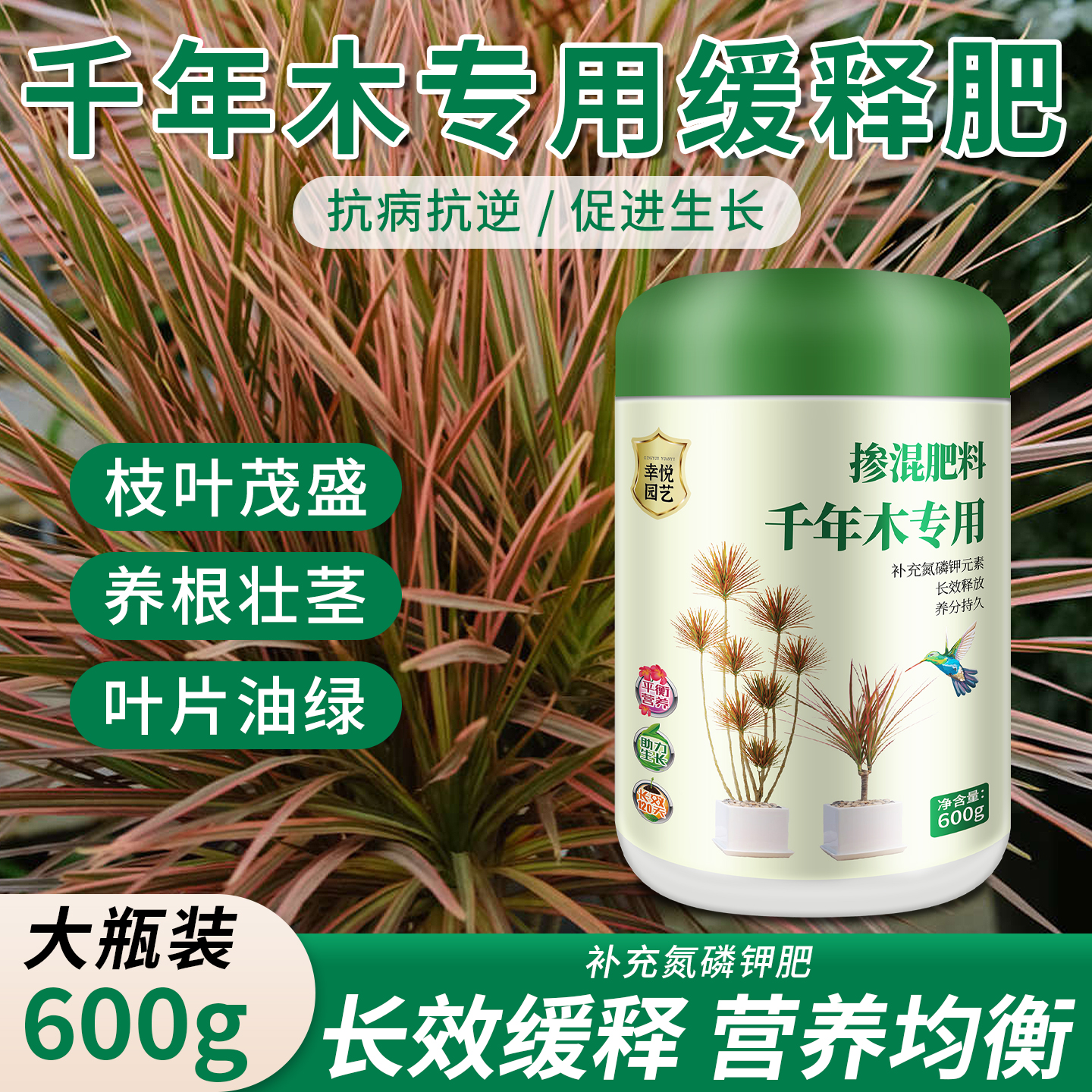 千年木肥料专用缓释颗粒肥马尾铁七彩铁专用复合肥料盆栽专用肥料