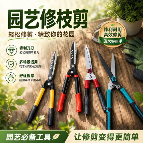 园艺修枝剪锰钢锻造钢柄