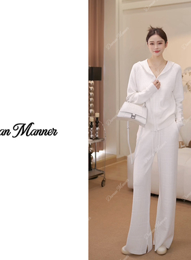 DAMAN | 针织卫衣阔腿裤两件套2024早秋新款气质运动风DM24133