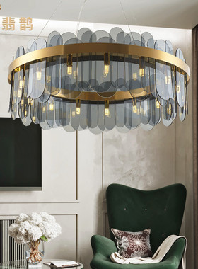 后现代轻奢客厅吊灯北欧创意个性烟灰色玻璃卧室设计师餐厅灯具