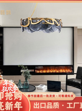 轻奢后现代客厅艺术吊灯简约餐厅卧室白色烟灰色玻璃设计师款吊灯