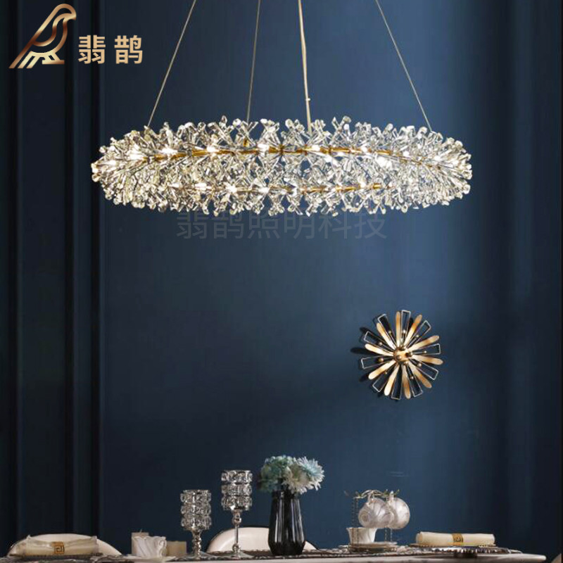 现代轻奢客厅吊灯温馨浪漫花环公主卧室萤火虫水晶灯别墅餐厅灯具