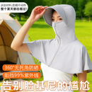 女士高颜值防晒帽海边大帽檐面罩护颈一体防紫外线遮阳帽骑车帽子