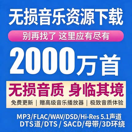 无损音乐车载音乐下载包MP3歌曲包3D环绕5.1声道资源下载音频