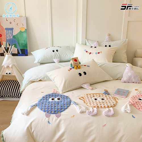 秋冬儿童加厚120s全棉磨毛四件套