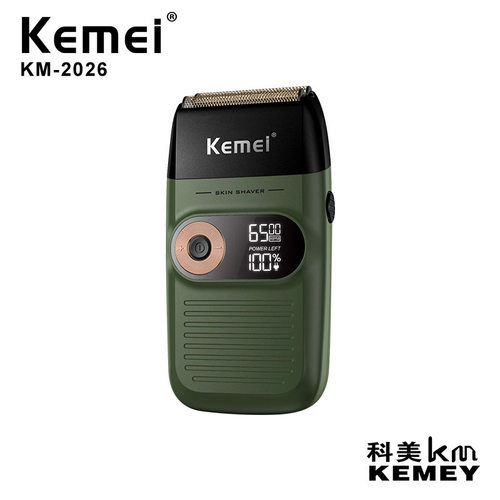 科美KM-2026锂电池LCD显示二合一精钢刀头剃须理发推白器