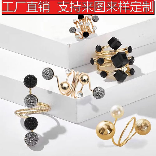 跨境热销弹簧丝巾扣  简约珍珠scarf ring精致几何型饰品百搭实用