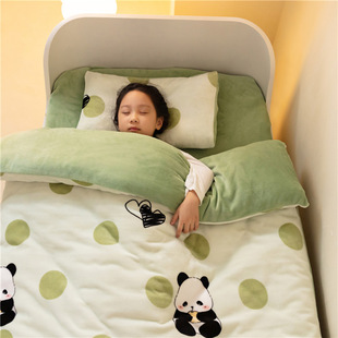 婴儿牛奶绒被套a类宝宝幼儿园儿童午睡专用单被罩120x150加厚冬季