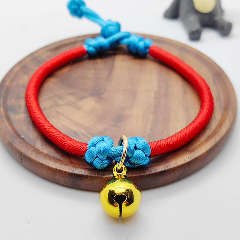 宠物项圈幼猫咪红绳无声铃铛小型幼犬小狗脖圈刻字防丢牌项链饰品