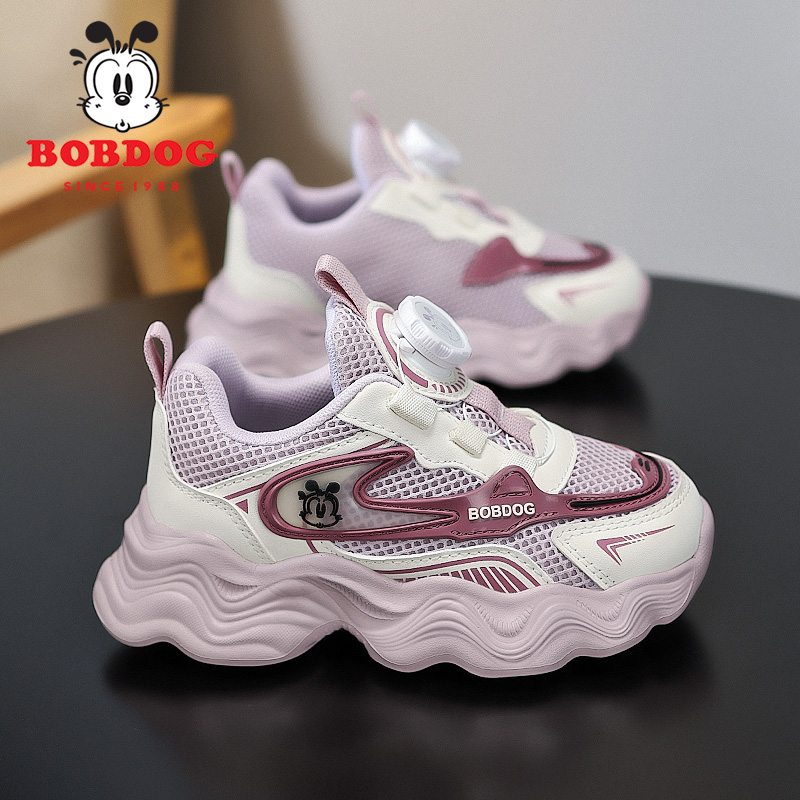 巴布豆女童运动鞋春季2025新款中大童透气网面儿童鞋子女孩跑步鞋