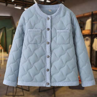 女装 加肥加大码 小香风菱格棉服外套胖mm显瘦保暖棉衣棉袄 新款 冬季