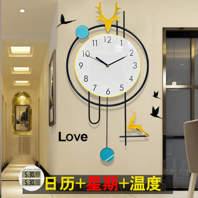 鸿俪水坊木质现代简约金属挂钟