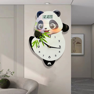 熊猫时尚钟表挂钟客厅2025新款简约现代大气家用挂墙创意时钟摇摆