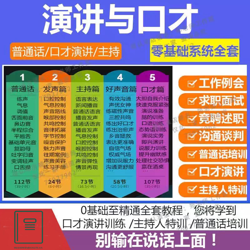 演讲与口才播音主持培训视频教程课件职场朗诵普通话训练课程素材