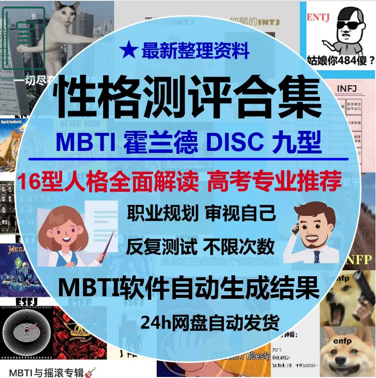 性格测试MBTI九型人格DISC霍兰德职业生涯规划测评教程素材集自测 - 实物图